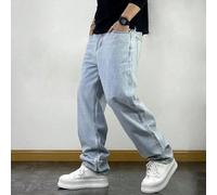 Jeans ampi da uomo con tasche inclinate, gamba dritta, lavaggio chiaro, jeans cargo leggeri di colore azzurro chiaro, adatti come regalo per il marito o il fidanzato L,M,S,XL,XXLColore unicoDenim