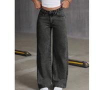 Jeans ampi e comodi a gamba dritta e vita larga per ragazze pre-adolescenti, in colore unito 7Y,8Y,9Y,10Y,14Y,11Y,12Y,13Y,16Y,15YColore unicoDenim