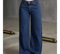 Jeans ampi e comodi a gamba dritta e vita larga per ragazze pre-adolescenti, in colore unito 7Y,8Y,9Y,10Y,14Y,11Y,12Y,13Y,16Y,15YColore unicoDenim