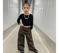 Jeans ampi e morbidi con stampa leopardata per ragazze, adatti per autunno, inverno, casual e moda, vacanze, streetwear, stile anni 2000, Ognissanti, Natale, jeans baggy e larghi 6Y,7Y,4Y,5Ystampa dap