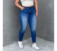 Jeans attillati in vita alta con lavaggio Y2K, taglia plus 0XL,1XL,2XL,3XLColore unicoDenim