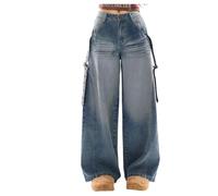 Jeans Baggy Donna, Jeans da Donna Larghi Vita Alta Y2k con Elastico in Vita Leggeri Eleganti Gamba Dritta Comodi E Morbidi Jeans Morbidi Donna per La Vita Quotidiana E Lo Sport