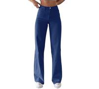 Jeans Baggy Donna Vita Alta Estivi, Pantaloni Denim Gamba Dritta Eleganti Pants Wide Leg Y2k Taglie Forti Pantalone Leggeri Basic Pantalone Gamba Larga alla Moda Jeans con Tasche