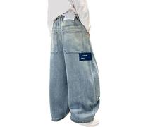 Jeans Baggy Ragazzo Jeans Taglio dritto con Tasche Elastico Vita Strappata Jeans Distressed con Fori Pantaloni Pantaloni Pantaloni da jogging Bambini Ragazzi 152, Blu, 5-6 Anni