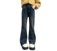 Jeans Bambina 7 Anni - A Vita Alta Svasati per Bambine I in Denim con Fondo in Stile retrò Elasticizzati Morbidi E Comodi I Casual Adatti per Bambine dai 3 Ai 13 Anni (Dark Blue 8-9 Years)