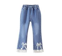 Jeans Bambina Larghi Pantaloni a Gamba Larga da Ragazza Vita Bassa Zampa Elasticizzata Baggy Sottili Pantalone Y2K Streetwear Pants Stile retrò Strada