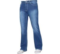 Jeans Bootcut Da Uomo Kruze In Denim Stretch A Gamba Larga Pantaloni Taglie UK