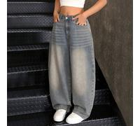 Jeans boyfriend ampi e casual in stile vintage vintage Y2K anni 2000 per ragazze adolescenti, adatti per lo streetwear, stile boho estivo per concerti e festival 14Y,13Y,16Y,15YColore unico,stampa dap