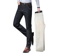 Jeans Caldi da Uomo Invernali Jeans con Fodera Invernale Jeans con Fodera fluida Jeans Doppi Larghi Pantaloni Invernali Caldi e Sottili (Black,XL)
