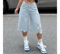 Jeans capri asimmetrici consumati da donna L,M,S,XLDenim
