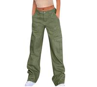 Jeans cargo da donna a vita alta, cargohose, stretch, gamba dritta - Jeans boyfriend a vita alta, jogginghose baggy, Y2K, jeans dritti, jeans hip-hop, denim, monocromatico, jeans per il tempo libero