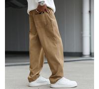 Jeans cargo kaki con tasche multiple e righe verticali, stile casual da uomo, pantaloni casual dritti e larghi da uomo, pantaloni casual dritti e larghi da uomo, pantaloni larghi da uomo L,M,S,XL,XS,X