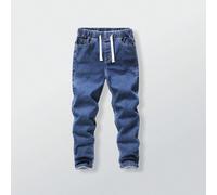 Jeans casual aderenti da ragazzo pre-adolescente con vita elastica e laccio, adatti per la scuola, il campus e il college, stile chic per l'autunno/inverno 8Y,9Y,10Y,11Y,12YColore unicoDenim