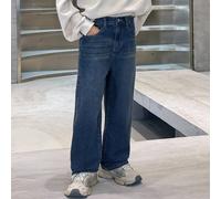 Jeans casual alla moda per ragazzi in stile Y2K vintage, con gamba dritta e ampia, in denim blu, adatti per la scuola, il college e l'uso quotidiano, abbigliamento per ragazzi tra bambini e adolescent