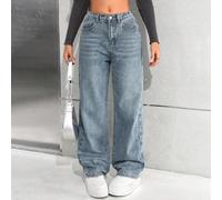 Jeans casual di base vintage blu allentati e dritti per ragazze adolescenti, abbigliamento casual da vacanza country boho per bambine in primavera ed estate, outfit da spiaggia per bambine, abbigliame