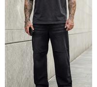 Jeans casual dritti comodi e alla moda da uomo in taglie comode, jeans cargo in lavaggio scuro tinta unita, lunghi e ampi, per marito e fidanzato 2XL,3XL,4XL,5XL,6XLColore unicoDenim