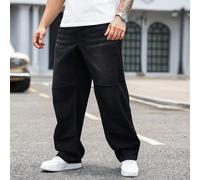Jeans casual dritti comodi e alla moda da uomo in taglie comode, jeans cargo in lavaggio scuro tinta unita, lunghi e ampi, per marito e fidanzato 2XL,3XL,4XL,5XL,6XLColore unicoDenim