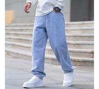 Jeans casual dritti e larghi con tasche, taglia conformata, lavati, blu chiaro cargo, adatti come regalo per marito o fidanzato 2XL,3XL,4XL,5XL,6XLDenim