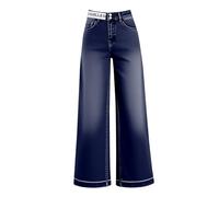 Jeans da donna a vita alta a gamba larga, jeans larghi da donna Y2K Streetwear, pantaloni casual in denim lavati, pantaloni a gamba dritta di base comodi pantaloni corti da cowboy leggeri per uscire