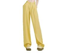 Jeans da donna a vita alta diritti a gamba larga larghi vintage, Giallo-solito, M