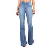 Jeans da donna, a vita alta, vestibilità stretta, in denim, elasticizzati, leggeri, Y2K, eleganti, svasati, per attività all'aperto, streetwear, casual, con tasche e passanti per cintura, S-4XL
