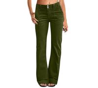 Jeans da donna a vita bassa, stile vintage, in denim, taglio dritto, largo, per il tempo libero, tinta unita, casual, in denim, taglio dritto, pantaloni da jogging, verde, S