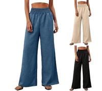 Jeans da donna con vita elasticizzata, a gamba larga, aderenti, in denim, a vita alta, per l'estate, a gamba dritta, pantaloni da salotto, tinta unita, taglie forti, pantaloni fluidi, pantaloni