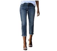 Jeans da donna, elasticizzati, a vita alta, a tre quarti, jeans da donna, slim fit, in denim, comodi pantaloni in denim, vestibilità normale, skinny jeans, vita elasticizzata, pantaloni corti