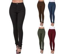 Jeans da donna skinny push up, jeans elastici da donna di grandi dimensioni, pantaloni di taglia media slacks stretti piccole gambe portachiavi casual tinta unita taglio denim chic multiuso pantaloni