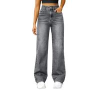 Jeans da donna UK Pantaloni leggeri a gamba larga da donna UK Jeans elasticizzati a vita alta casual pantaloni in denim per tutti i giorni Pantaloni da salotto da donna con tasche Plus Size Pantaloni