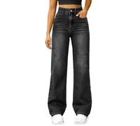 Jeans da donna UK Pantaloni leggeri a gamba larga da donna UK Jeans elasticizzati a vita alta casual pantaloni in denim per tutti i giorni Pantaloni da salotto da donna con tasche Plus Size Pantaloni