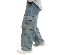 Jeans da Ragazzo Baggy Pantaloni Ragazzi Bambini Elastici Bambino minimalistici Trekking Larghi Uomo e Taglio Dritto Cargo Large Casual Cowboy a Gamba