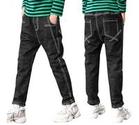 Jeans da Ragazzo Taglio Dritto e Regolare, Pantaloni in Denim Casual, Pantaloni in Denim Elasticizzato Pantaloni Bicicletta