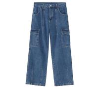 Jeans da uomo Baggy Vintage a gamba dritta Pantaloni con gamba larga Y2K Uomo Hip Hop Jeans Moda Jeans Loose Fit Pantaloni Jeans Uomo Lavaggio Pantaloni Casual Skateboard Pantaloni Streetwear, Blu