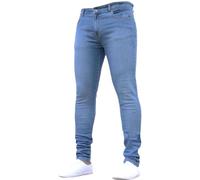 Jeans da uomo, elasticizzati, slim fit, per il tempo libero, casual, per attività all'aria aperta, a vita alta, con cintura, per tutti i giorni, morbidi pantaloni softshell, Blu, M