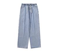 Jeans da Uomo per La Stagione Primavera-Autunno alla Moda Modello Ampio a Dritto Stile Vintage Pantaloni Larghi Casual da Ciclismo Il Tempo Libero Eleganti Streetwear Jogging retrò