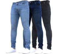 Jeans da uomo Skinny Stretch Slim Fit per uomo, classici e casual, in denim con tasche, comfort, vita flessibile, pantaloni casual alla moda, 4 stagioni, Blu, XL