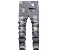 Jeans da uomo slim fit elasticizzati strappati a tubo per uomini, distressed destroyed a gamba dritta regolare moda comfort vita flessibile pantaloni jeans, adolescenti moda casual skinny designer