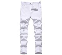 Jeans da uomo slim fit elasticizzati strappati a tubo per uomini, distressed destroyed a gamba dritta regular moda comfort vita flessibile, pantaloni jeans casual alla moda skinny designer denim per