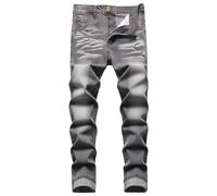 Jeans da uomo slim fit elasticizzati strappati a tubo per uomini, distressed destroyed a gamba dritta regular moda comfort vita flessibile, pantaloni jeans casual alla moda skinny designer denim per