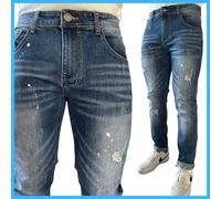 Jeans da uomo slim fit elasticizzato ragazzo pantaloni skinny strappati denim 42
