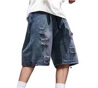 Jeans da uomo strappati Y2K Baggy Jorts Jean Shorts Denim Shorts Wide Leg Jeans Unisex Y2K Shorts Grunge Hip Hop Pantaloni Teenager Streetwear Pantaloni cargo Bermuda Shorts, A blu., XL