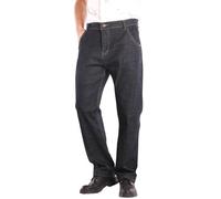 Jeans da uomo, taglie grandi, in denim, a vita alta, con tasche, jeans a gamba dritta, jeans elasticizzati, retrò, per il tempo libero, lunghi, leggeri, durevoli, Nero , 6XL