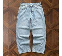 Jeans di jeans casual e larghi lavati da uomo in taglie oversize, jeans cargo a gamba larga sfumati di un leggero colore blu chiaro, adatti come regalo per il marito o il fidanzato 2XL,3XL,4XL,5XL,6XL