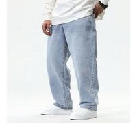 Jeans di jeans casual e larghi lavati da uomo in taglie oversize, jeans cargo a gamba larga sfumati di un leggero colore blu chiaro, adatti come regalo per il marito o il fidanzato 2XL,3XL,4XL,5XL,6XL
