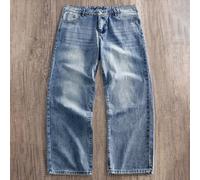 Jeans di jeans casual e larghi lavati da uomo in taglie oversize, jeans cargo a gamba larga sfumati di un leggero colore blu chiaro, adatti come regalo per il marito o il fidanzato 2XL,3XL,4XL,5XL,6XL