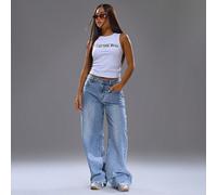 Jeans diritti con tasche patchwork, adatti per primavera, estate, streetwear, stile Y2K, ragazza cool, casual per il 4 luglio, per tutti i giorni, per tornare a scuola, per l'ufficio, chic L,M,S,XL,XS