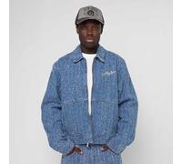 Jeans Distressed Zip Denim Jacket blu M