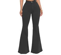 Jeans Donna A Zampa di Elefante Elasticizzati Bootcut Flare A Zampa di Elefante A Vita Alta Lunghi per Donna Jeans Sexy Woman Jeans Donna con Tasche (Nero,XL,XL)