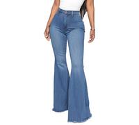 Jeans Donna A Zampa di Elefante Elasticizzati Bootcut Flare A Zampa di Elefante A Vita Alta Lunghi per Donna Jeans Sexy Woman Jeans Donna con Tasche (Blu,XXL,XXL)